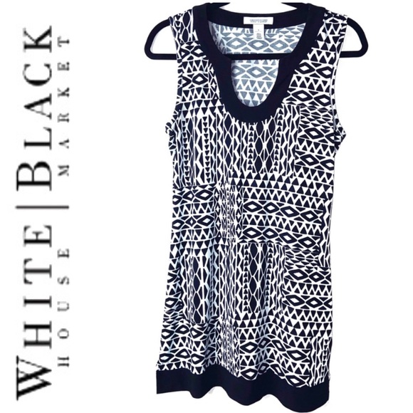 White House Black Market Sleeveless Black & White Tunic Small - Picture 2 of 9